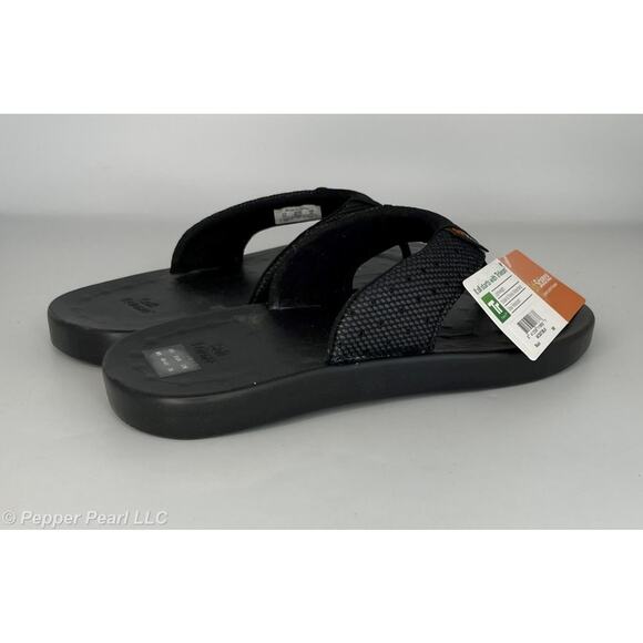 Flip Flops Thong Sandals Men's Black Mesh Size 8 Women's Size 10 - Picture 5 of 8